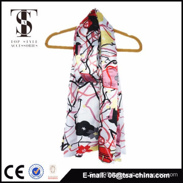 fashion women scarf with beautiful design silk feeling polyester